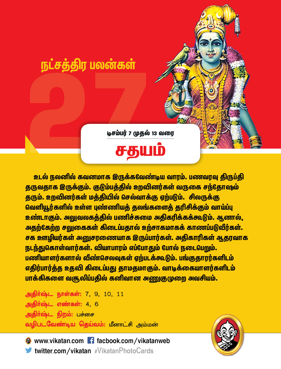 இந்த வார நட்சத்திரப் பலன்கள்... டிசம்பர் 7 முதல் 13 வரை #VikatanPhotocards இந்த வார நட்சத்திரப் பலன்கள்... டிசம்பர் 7 முதல் 13 வரை #VikatanPhotocards