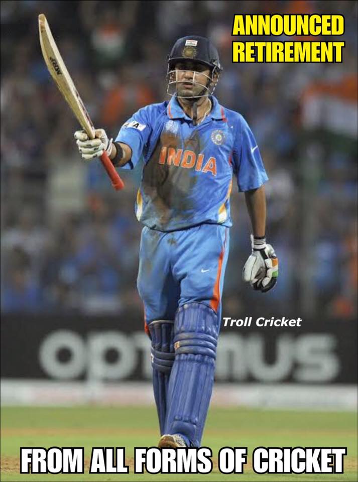 ''THe Man of final'' கவுதம் கம்பீர் ஓய்வுக்கு கிரிக்கெட் ரசிகர்களின் மீம்ஸ் வாழ்த்து.... ''THe Man of final'' கவுதம் கம்பீர் ஓய்வுக்கு கிரிக்கெட் ரசிகர்களின் மீம்ஸ் வாழ்த்து....