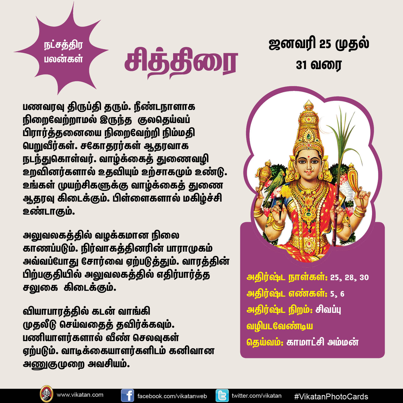 இந்த வார நட்சத்திர பலன்கள் (ஜனவரி 25 முதல் 31 வரை) இந்த வார நட்சத்திர பலன்கள் (ஜனவரி 25 முதல் 31 வரை)