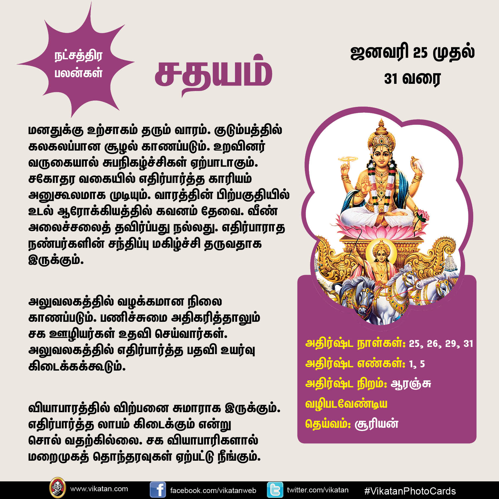 இந்த வார நட்சத்திர பலன்கள் (ஜனவரி 25 முதல் 31 வரை) இந்த வார நட்சத்திர பலன்கள் (ஜனவரி 25 முதல் 31 வரை)
