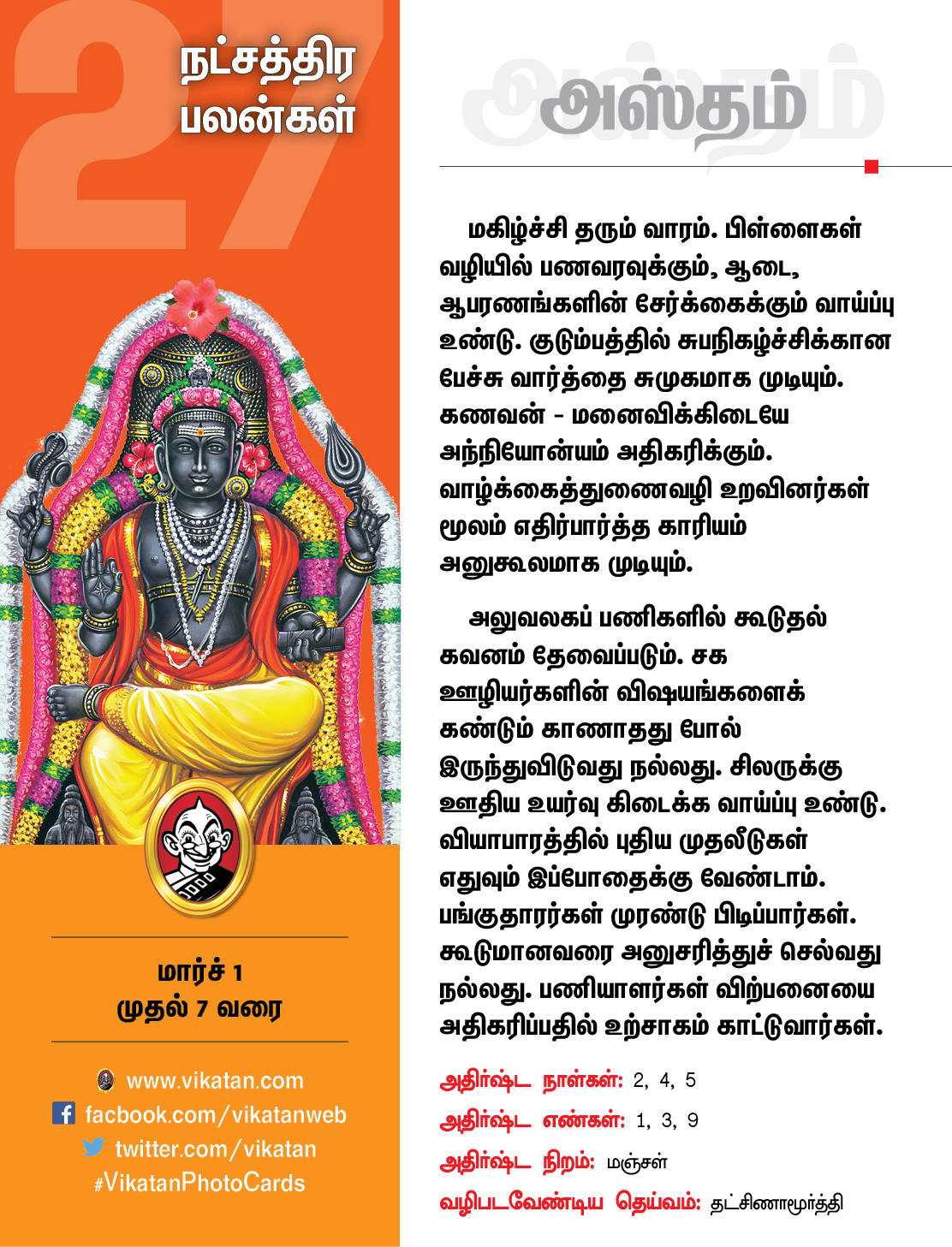 இந்த வார நட்சத்திரப் பலன்கள் மார்ச் 1 முதல் 7 வரை #VikatanPhotoCards இந்த வார நட்சத்திரப் பலன்கள் மார்ச் 1 முதல் 7 வரை #VikatanPhotoCards