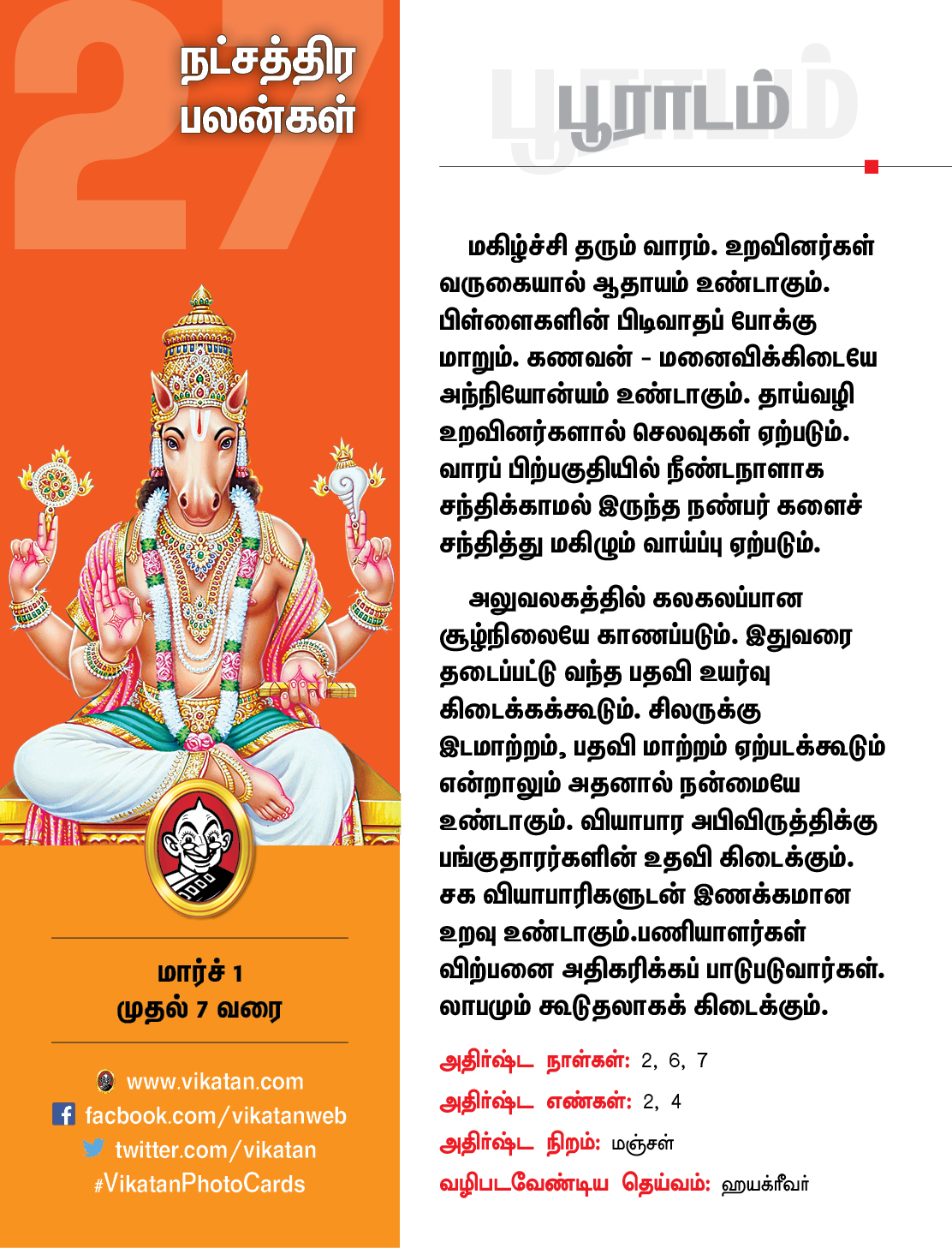 இந்த வார நட்சத்திரப் பலன்கள் மார்ச் 1 முதல் 7 வரை #VikatanPhotoCards இந்த வார நட்சத்திரப் பலன்கள் மார்ச் 1 முதல் 7 வரை #VikatanPhotoCards