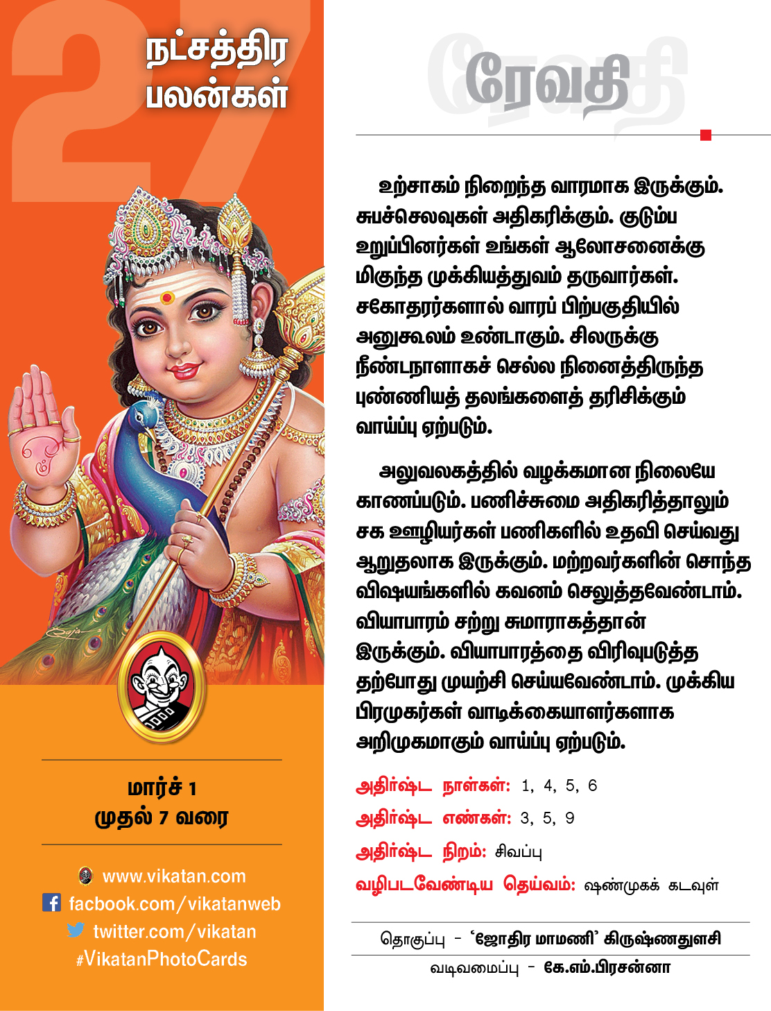 இந்த வார நட்சத்திரப் பலன்கள் மார்ச் 1 முதல் 7 வரை #VikatanPhotoCards இந்த வார நட்சத்திரப் பலன்கள் மார்ச் 1 முதல் 7 வரை #VikatanPhotoCards