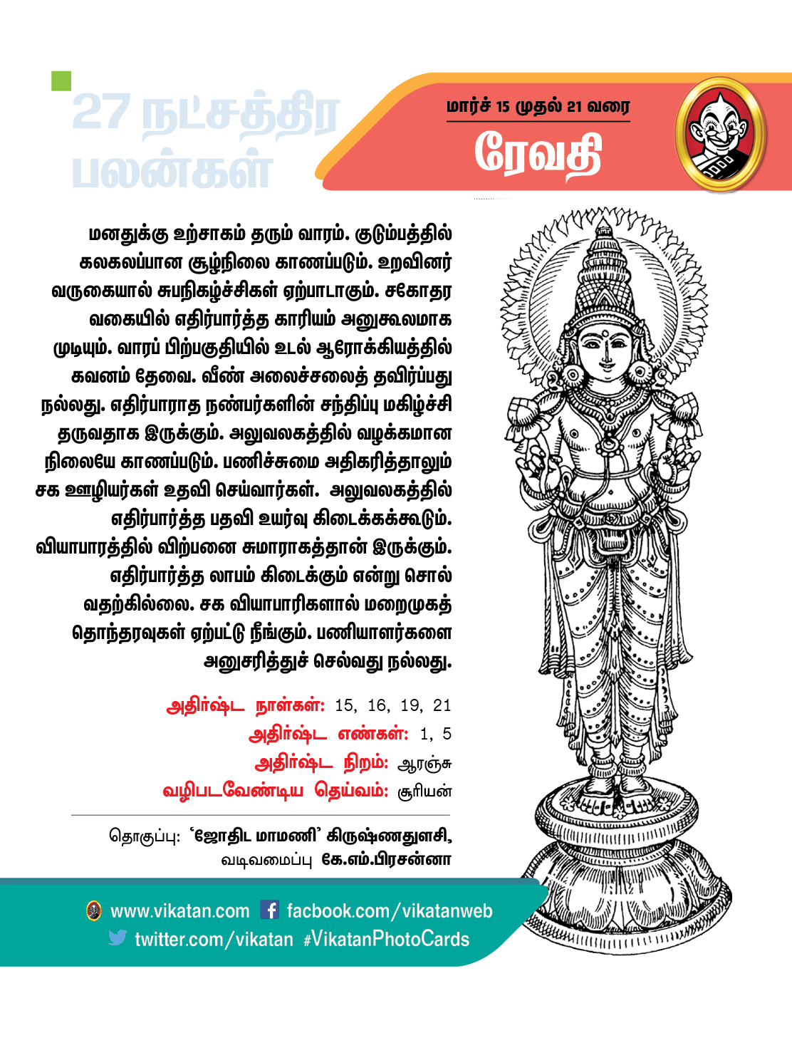 நட்சத்திரப் பலன்கள் : மார்ச் 15 முதல் 21 வரை நட்சத்திரப் பலன்கள் : மார்ச் 15 முதல் 21 வரை