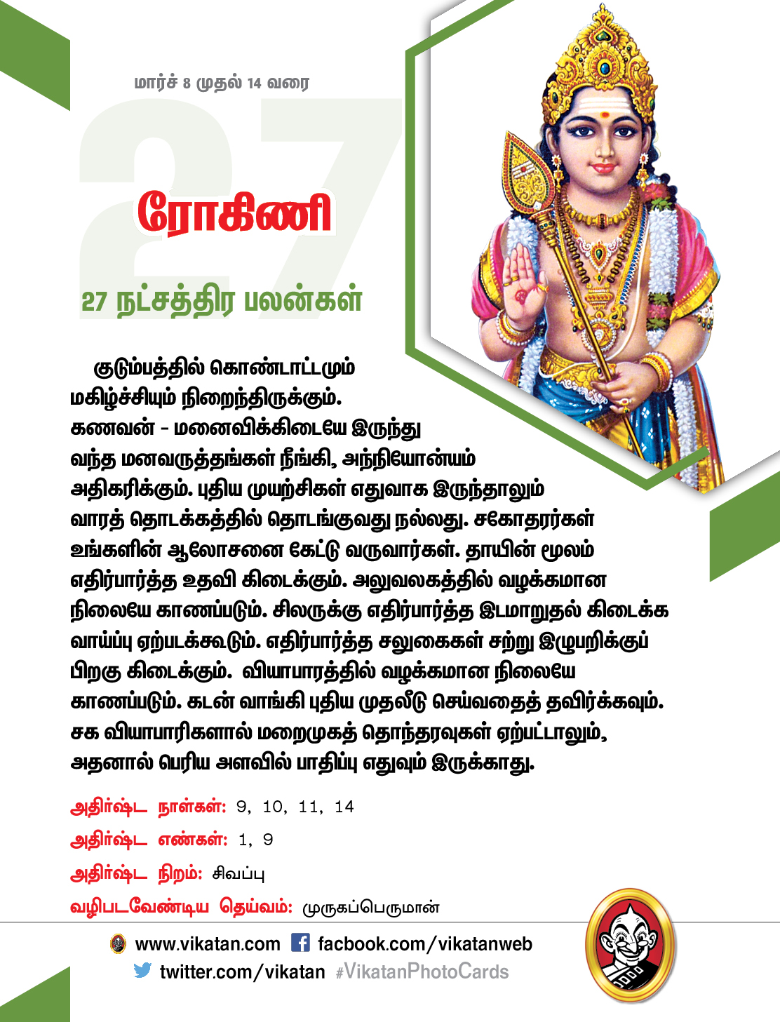 இந்த வார நட்சத்திரப் பலன்கள் (மார்ச் 8 முதல் 14 வரை) இந்த வார நட்சத்திரப் பலன்கள் (மார்ச் 8 முதல் 14 வரை)