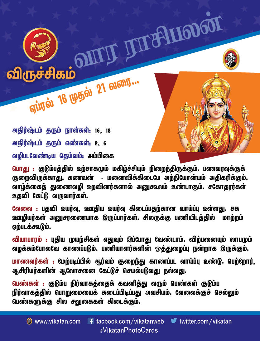இந்த வார ராசிபலன்கள் ஏப்ரல் 16 - முதல் 21 வரை இந்த வார ராசிபலன்கள் ஏப்ரல் 16 - முதல் 21 வரை