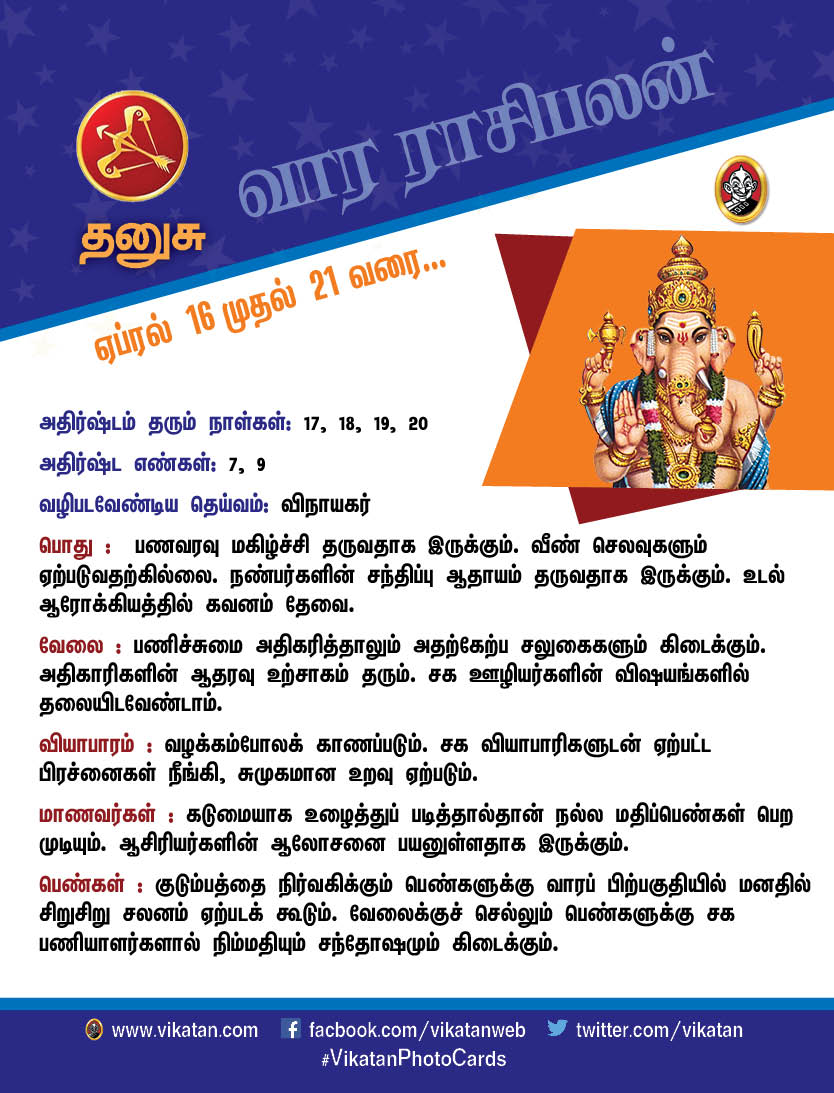 இந்த வார ராசிபலன்கள் ஏப்ரல் 16 - முதல் 21 வரை இந்த வார ராசிபலன்கள் ஏப்ரல் 16 - முதல் 21 வரை