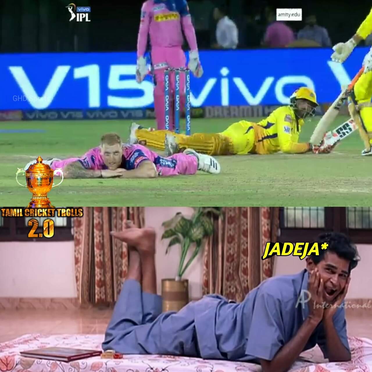 தோனி களத்தில் செய்த ஹீரோயிஸம், 100-வது வெற்றி... RRvsCSK மேட்சிற்குக் குவிந்த `மாஸ்' மீம்ஸ் தொகுப்பு! தோனி களத்தில் செய்த ஹீரோயிஸம், 100-வது வெற்றி... RRvsCSK மேட்சிற்குக் குவிந்த `மாஸ்' மீம்ஸ் தொகுப்பு!