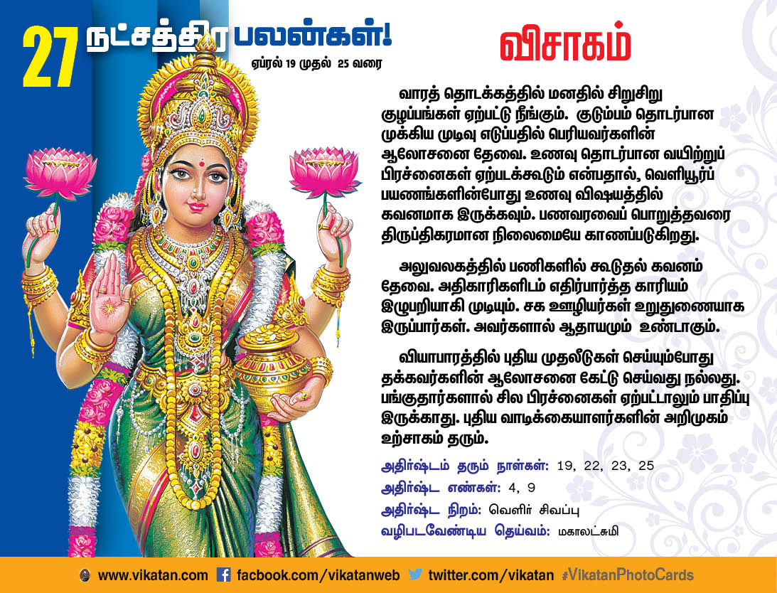 நட்சத்திரப் பலன்கள் : ஏப்ரல் 19 முதல் 25 வரை நட்சத்திரப் பலன்கள் : ஏப்ரல் 19 முதல் 25 வரை