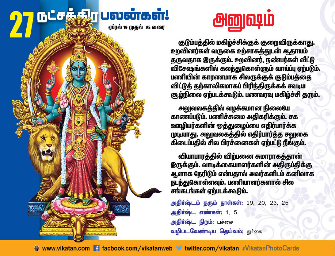 நட்சத்திரப் பலன்கள் : ஏப்ரல் 19 முதல் 25 வரை நட்சத்திரப் பலன்கள் : ஏப்ரல் 19 முதல் 25 வரை