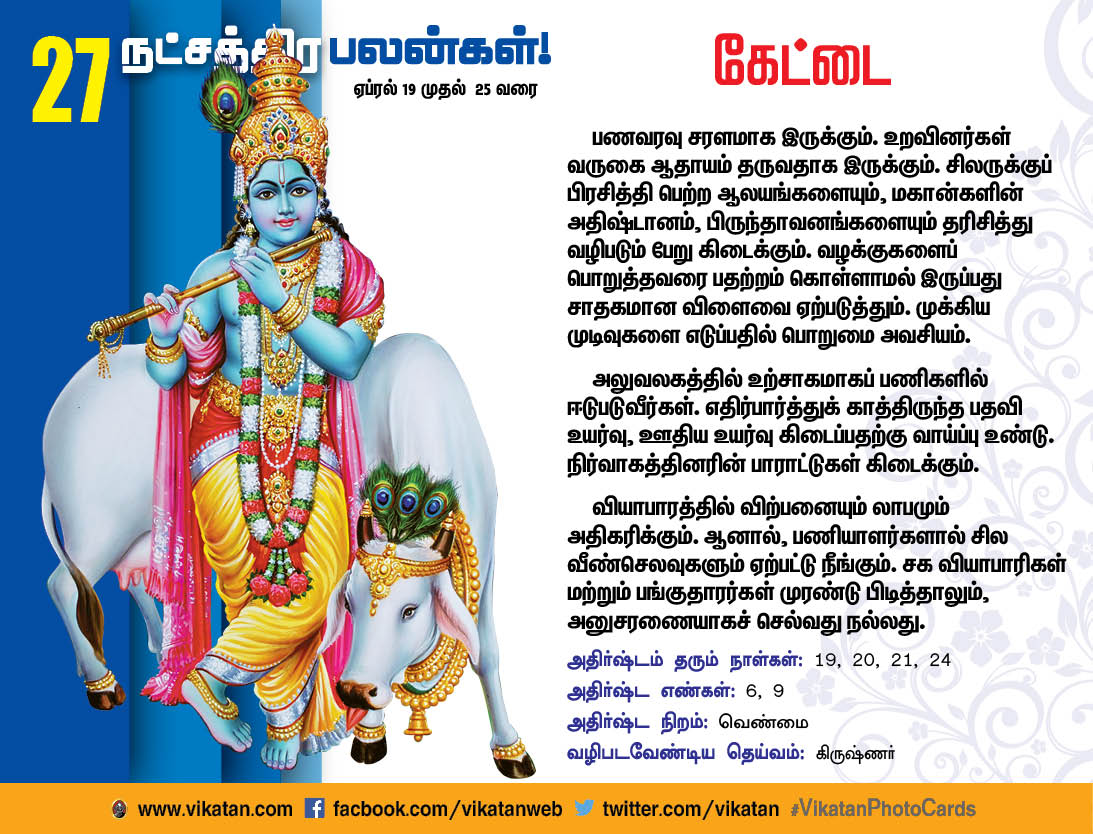 நட்சத்திரப் பலன்கள் : ஏப்ரல் 19 முதல் 25 வரை நட்சத்திரப் பலன்கள் : ஏப்ரல் 19 முதல் 25 வரை