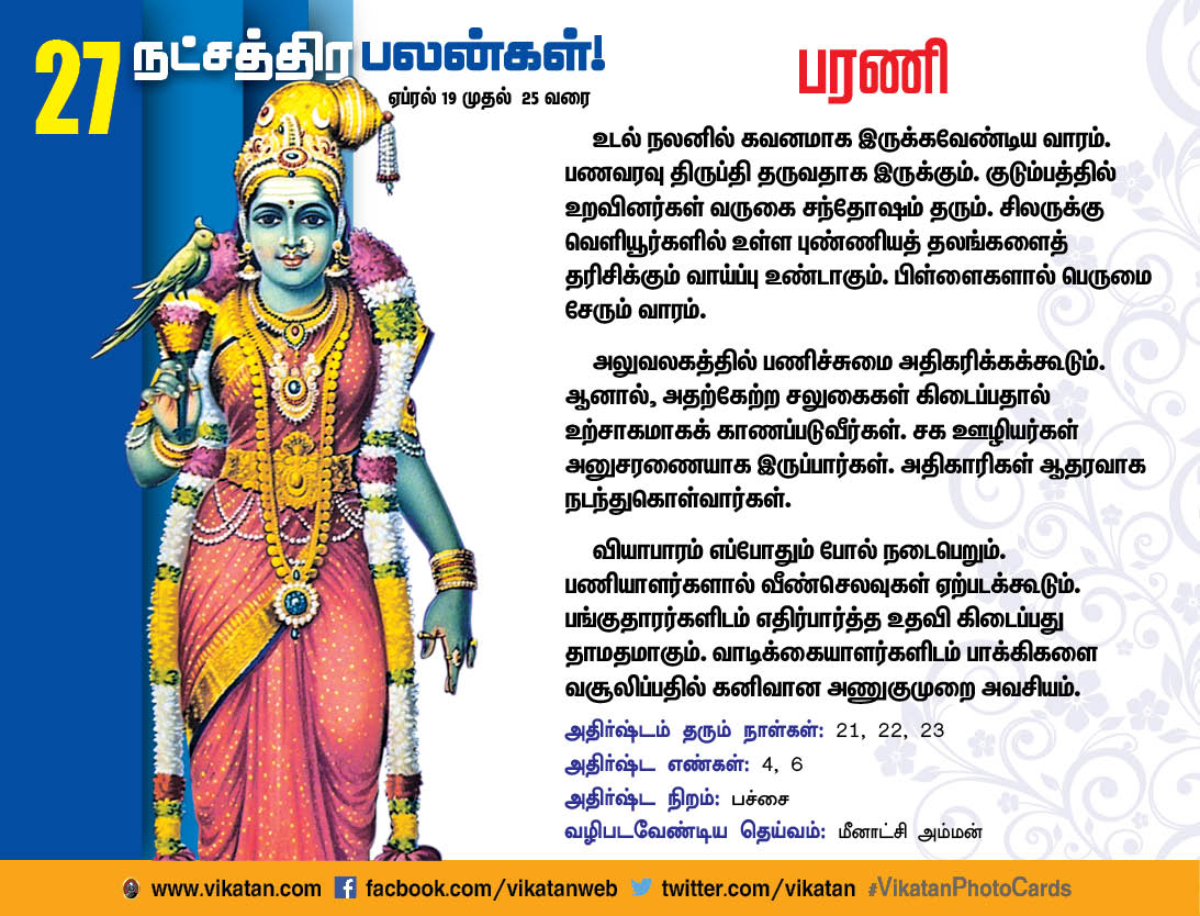 நட்சத்திரப் பலன்கள் : ஏப்ரல் 19 முதல் 25 வரை நட்சத்திரப் பலன்கள் : ஏப்ரல் 19 முதல் 25 வரை