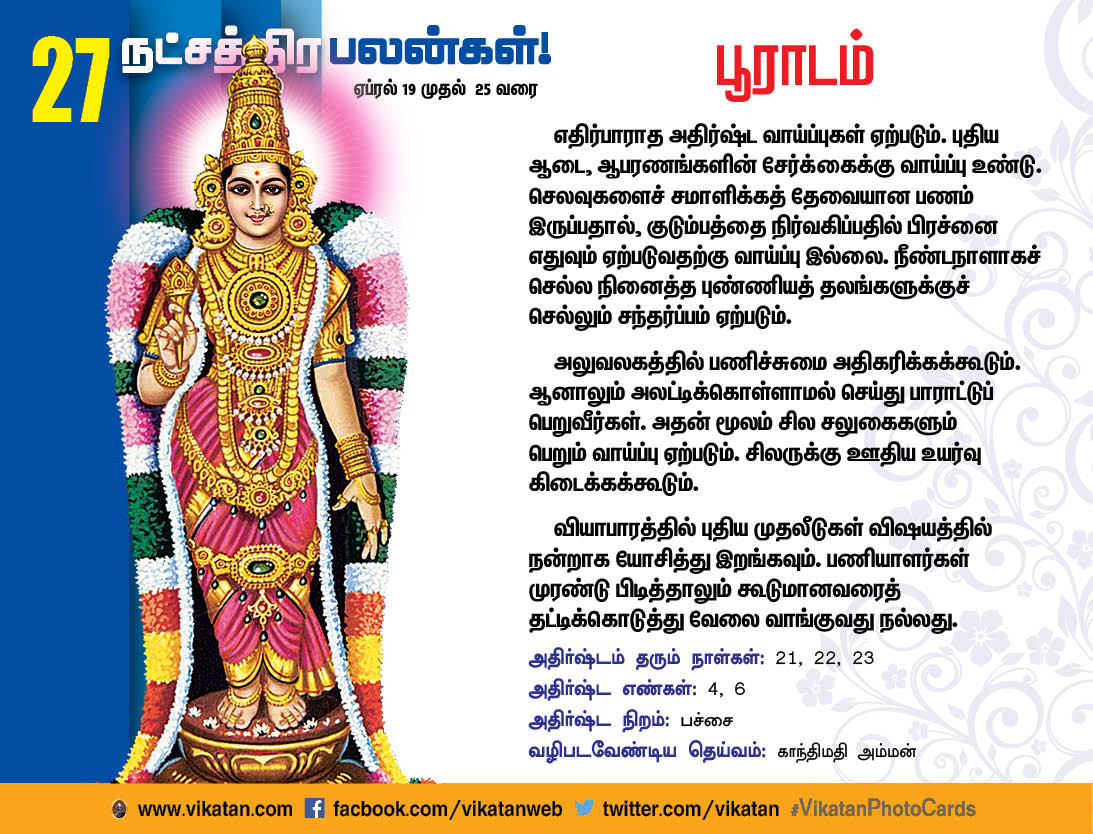 நட்சத்திரப் பலன்கள் : ஏப்ரல் 19 முதல் 25 வரை நட்சத்திரப் பலன்கள் : ஏப்ரல் 19 முதல் 25 வரை