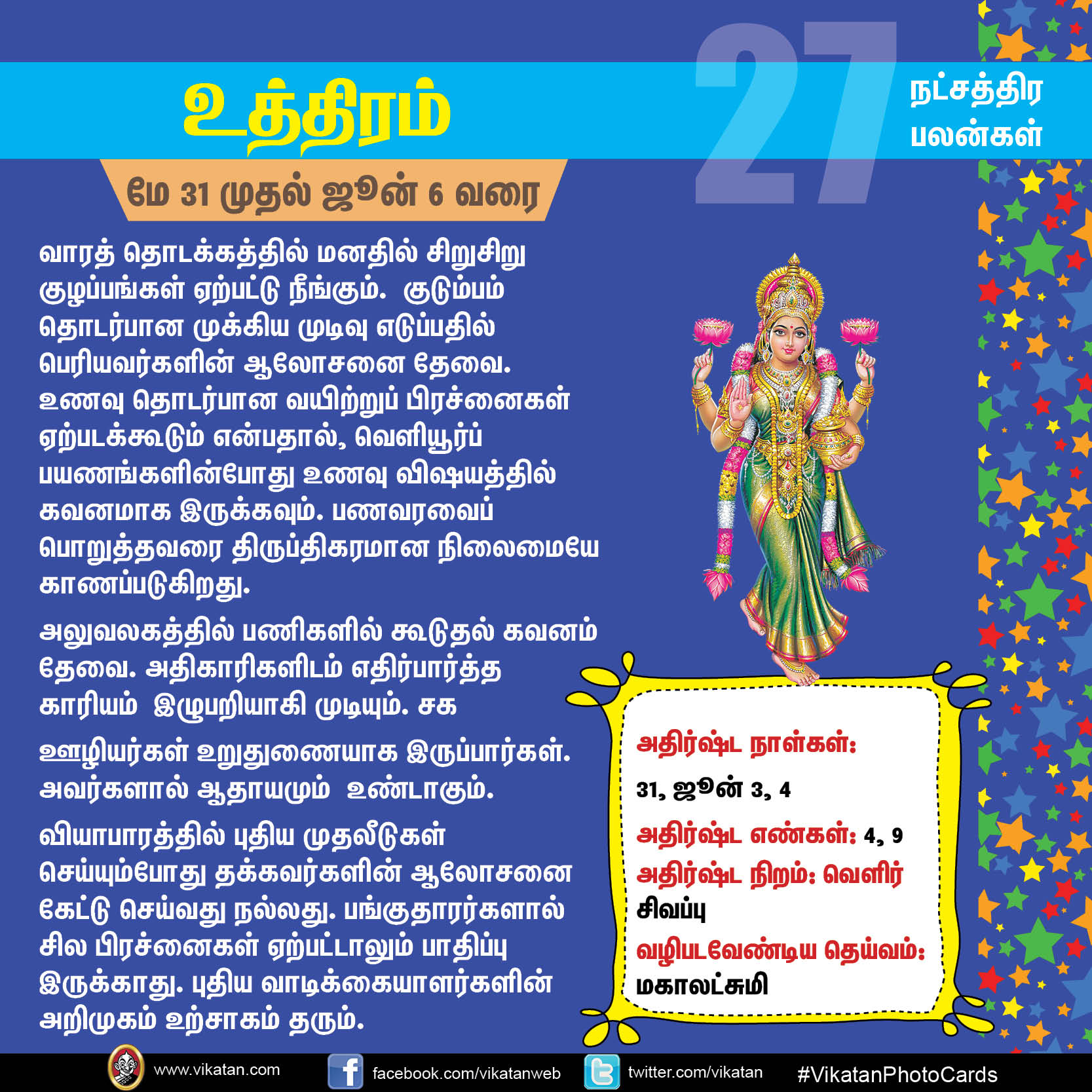 நட்சத்திர பலன்கள் - மே 31 முதல் ஜூன் 6 வரை நட்சத்திர பலன்கள் - மே 31 முதல் ஜூன் 6 வரை