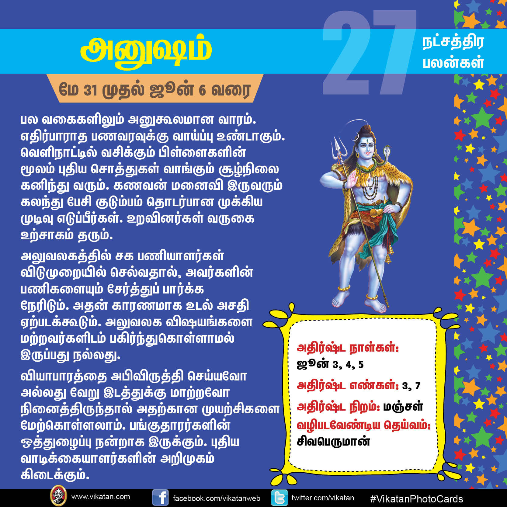 நட்சத்திர பலன்கள் - மே 31 முதல் ஜூன் 6 வரை நட்சத்திர பலன்கள் - மே 31 முதல் ஜூன் 6 வரை