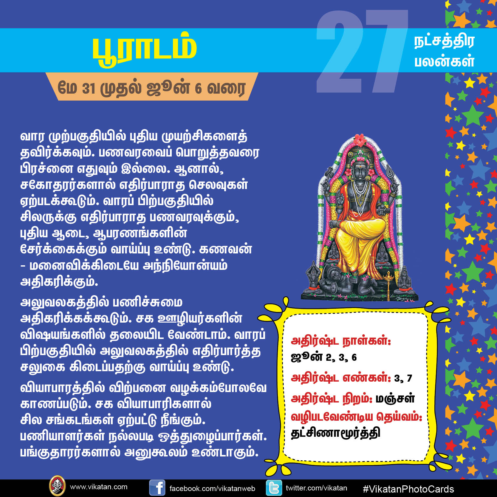 நட்சத்திர பலன்கள் - மே 31 முதல் ஜூன் 6 வரை நட்சத்திர பலன்கள் - மே 31 முதல் ஜூன் 6 வரை