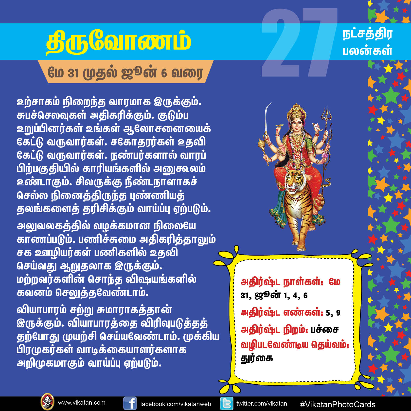 நட்சத்திர பலன்கள் - மே 31 முதல் ஜூன் 6 வரை நட்சத்திர பலன்கள் - மே 31 முதல் ஜூன் 6 வரை