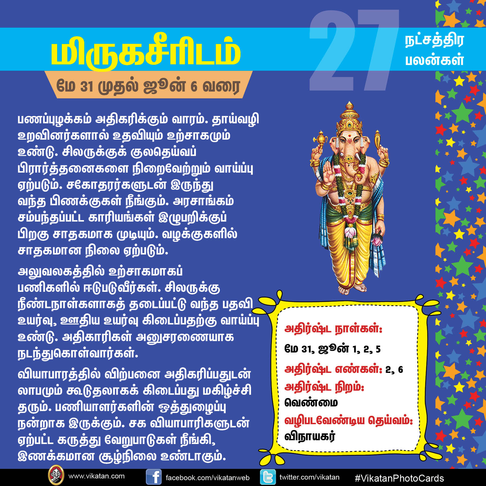 நட்சத்திர பலன்கள் - மே 31 முதல் ஜூன் 6 வரை நட்சத்திர பலன்கள் - மே 31 முதல் ஜூன் 6 வரை