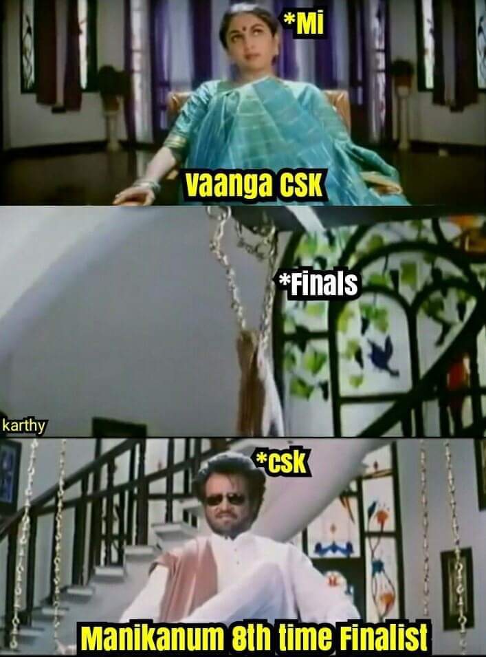 `கில்லி' விஜய், `அவெஞ்சர்ஸ்' ரெஃபரன்ஸ்... 8-வது முறையாக இறுதி போட்டிக்குச் சென்ற #CSK-வுக்காக குவிந்த மீம்ஸ் தொகுப்பு! `கில்லி' விஜய், `அவெஞ்சர்ஸ்' ரெஃபரன்ஸ்... 8-வது முறையாக இறுதி போட்டிக்குச் சென்ற #CSK-வுக்காக குவிந்த மீம்ஸ் தொகுப்பு!