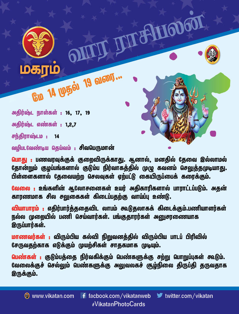 இந்த வார ராசிபலன் மே 14 முதல் 19 வரை இந்த வார ராசிபலன் மே 14 முதல் 19 வரை