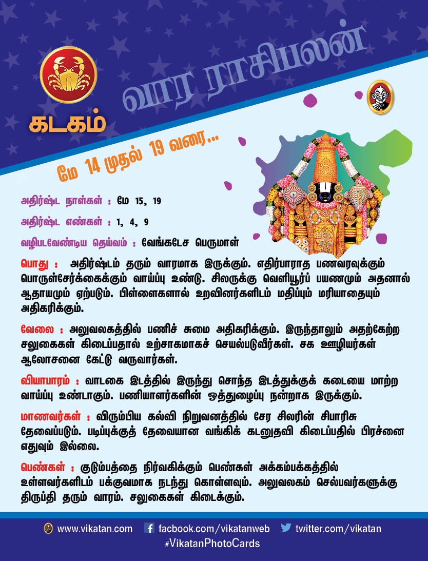 இந்த வார ராசிபலன் மே 14 முதல் 19 வரை இந்த வார ராசிபலன் மே 14 முதல் 19 வரை