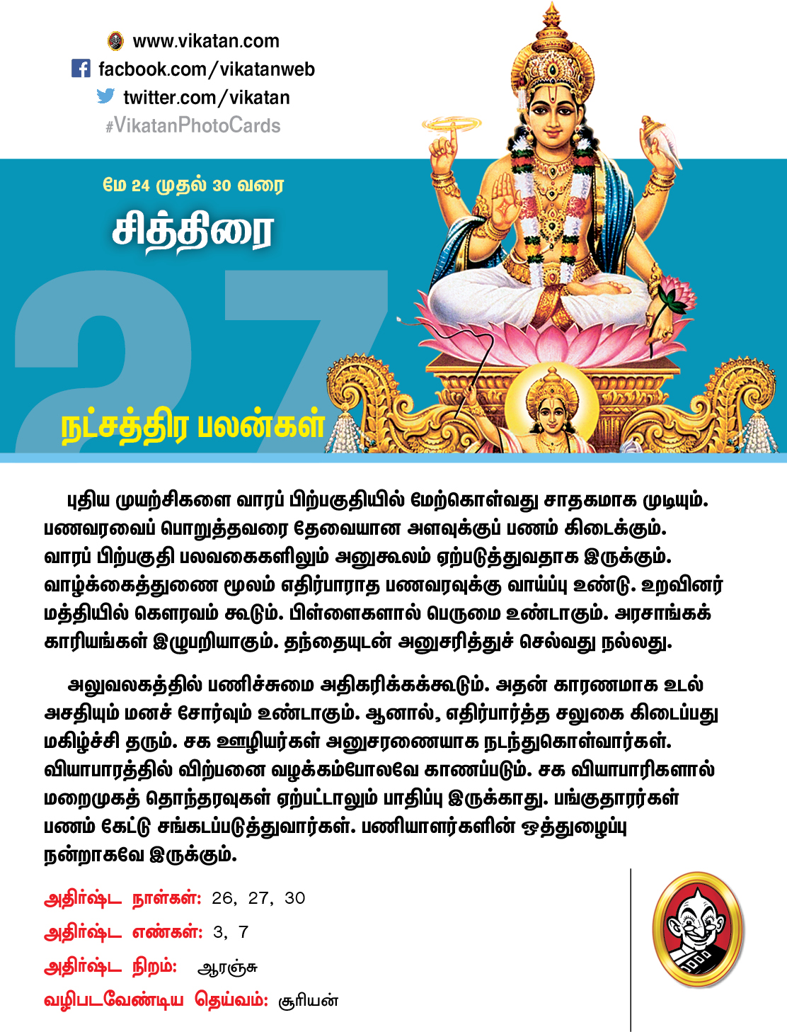 நட்சத்திரப் பலன்கள் மே 24 முதல் 30 வரை நட்சத்திரப் பலன்கள் மே 24 முதல் 30 வரை