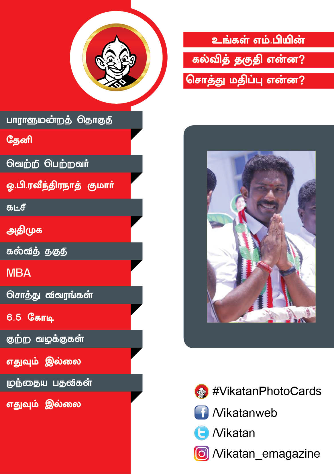உங்கள் எம்.பியின் கல்வித் தகுதி என்ன? சொத்து மதிப்பு என்ன? #VikatanPhotoCards உங்கள் எம்.பியின் கல்வித் தகுதி என்ன? சொத்து மதிப்பு என்ன? #VikatanPhotoCards