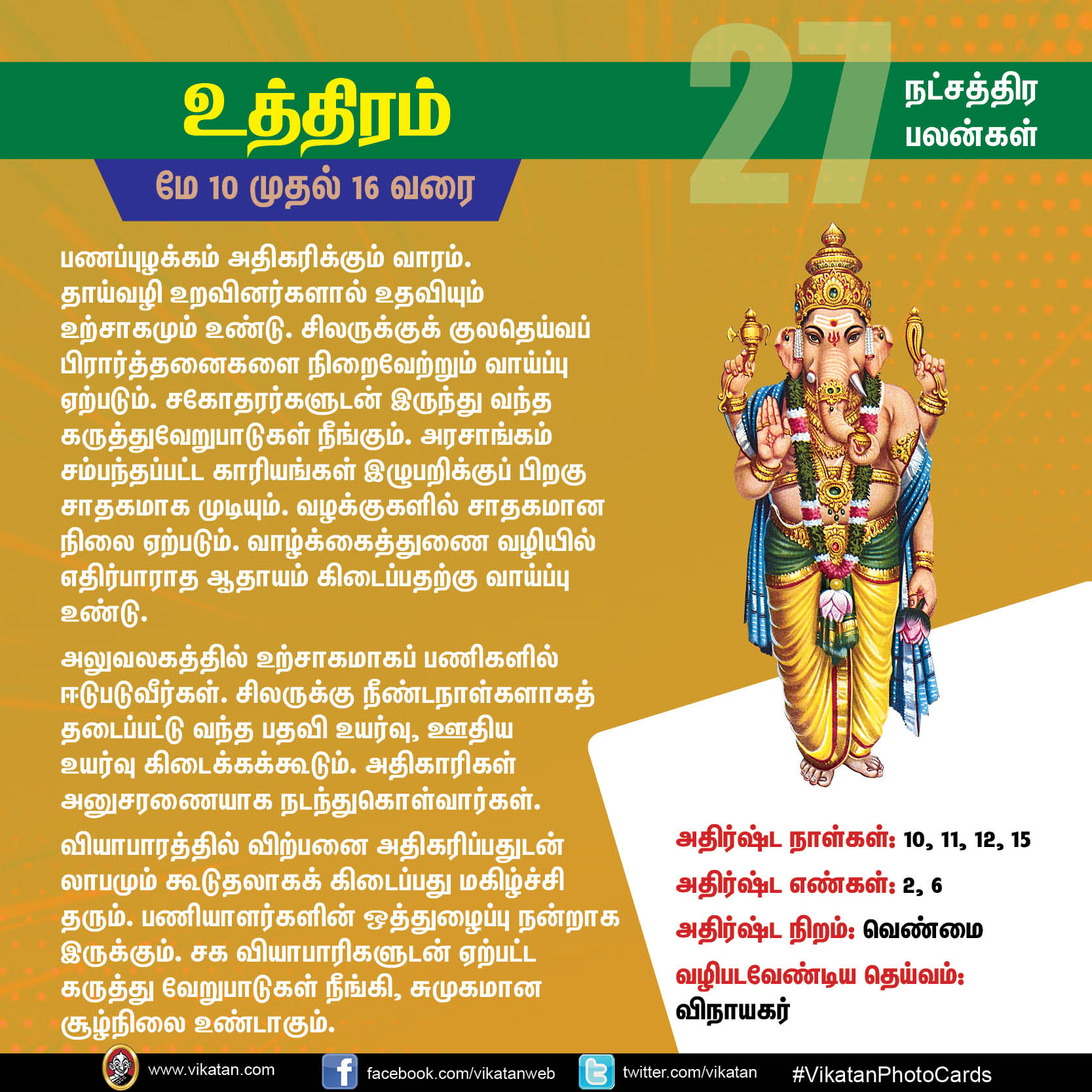 நட்சத்திரப் பலன்கள் : மே 10 முதல் 16 வரை நட்சத்திரப் பலன்கள் : மே 10 முதல் 16 வரை