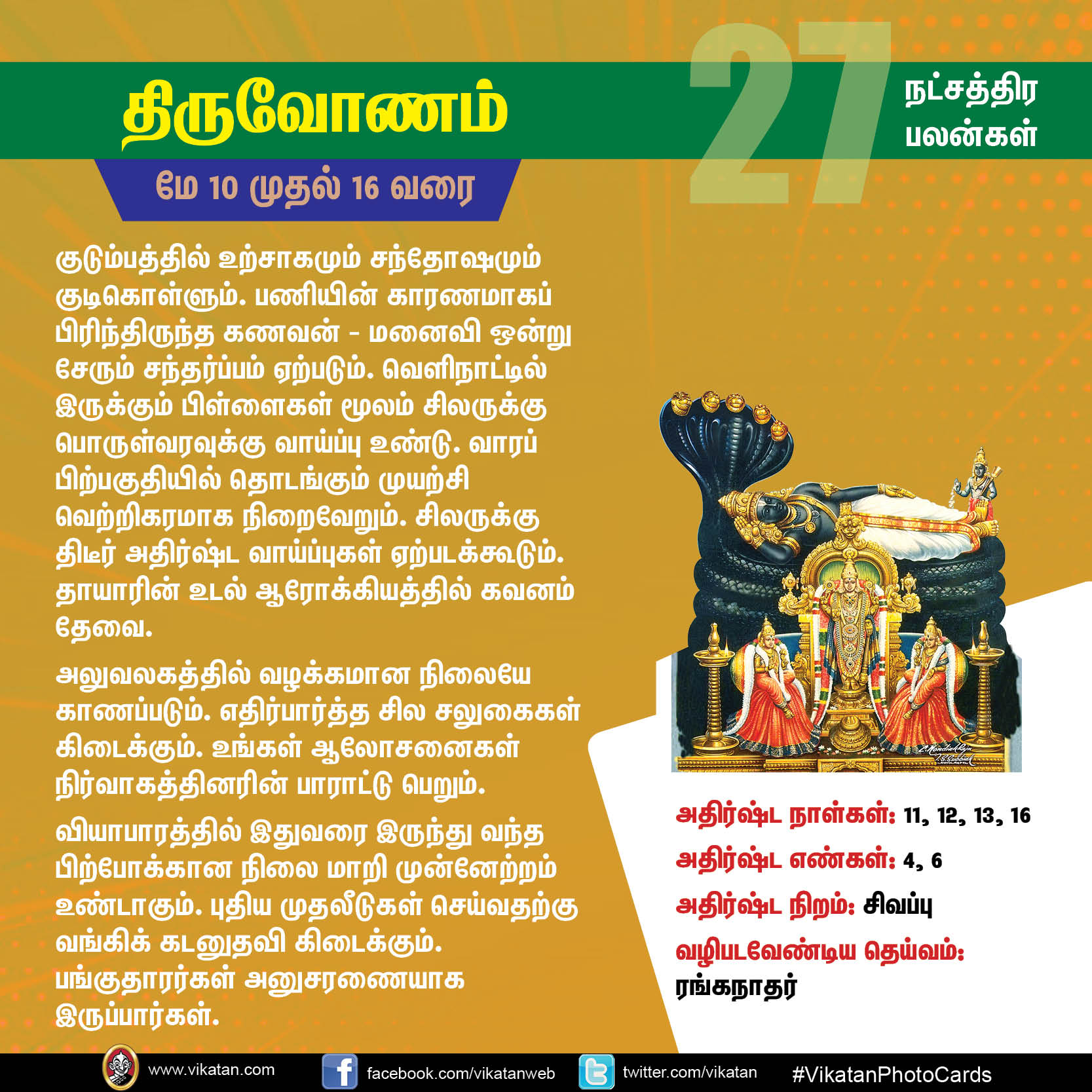 நட்சத்திரப் பலன்கள் : மே 10 முதல் 16 வரை நட்சத்திரப் பலன்கள் : மே 10 முதல் 16 வரை