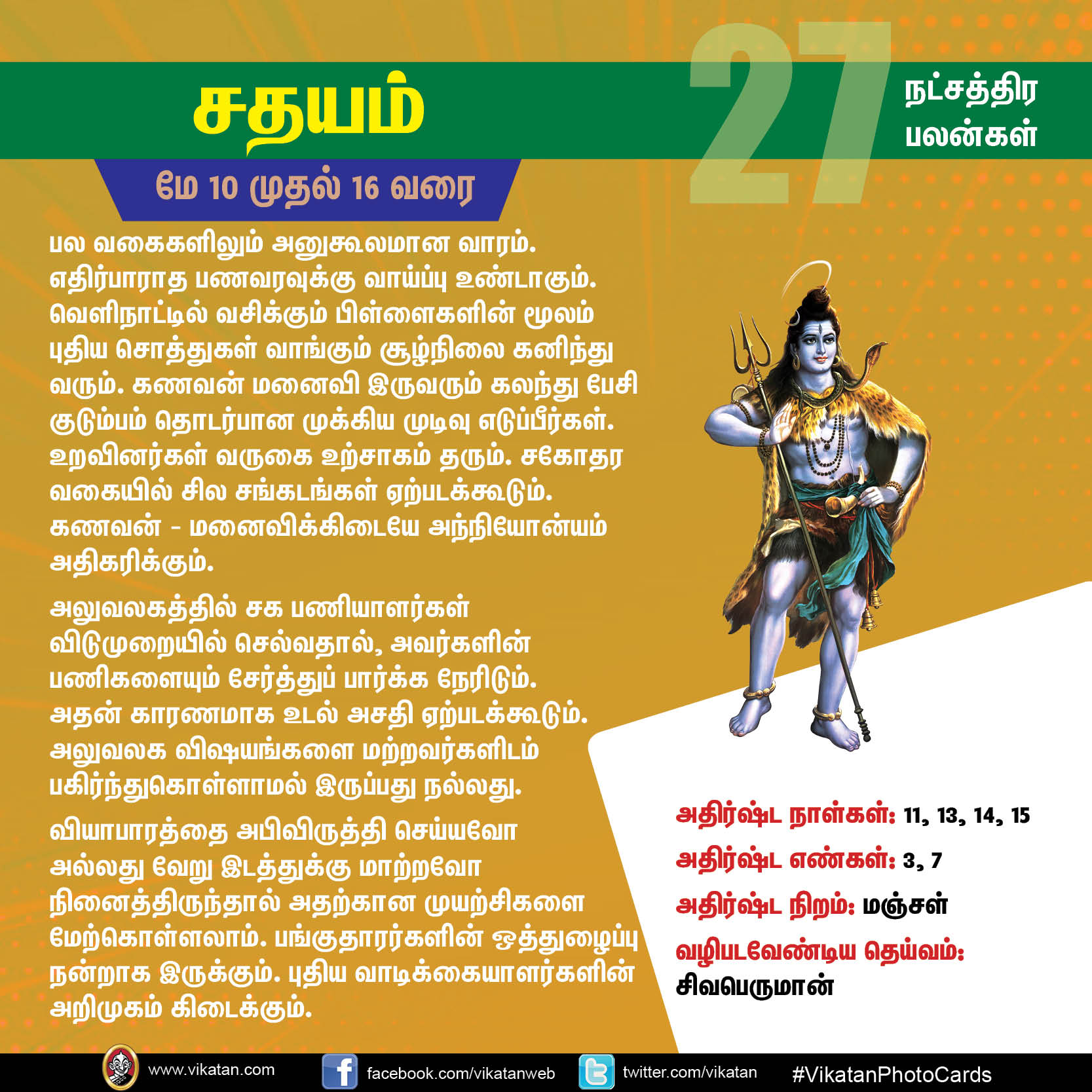 நட்சத்திரப் பலன்கள் : மே 10 முதல் 16 வரை நட்சத்திரப் பலன்கள் : மே 10 முதல் 16 வரை
