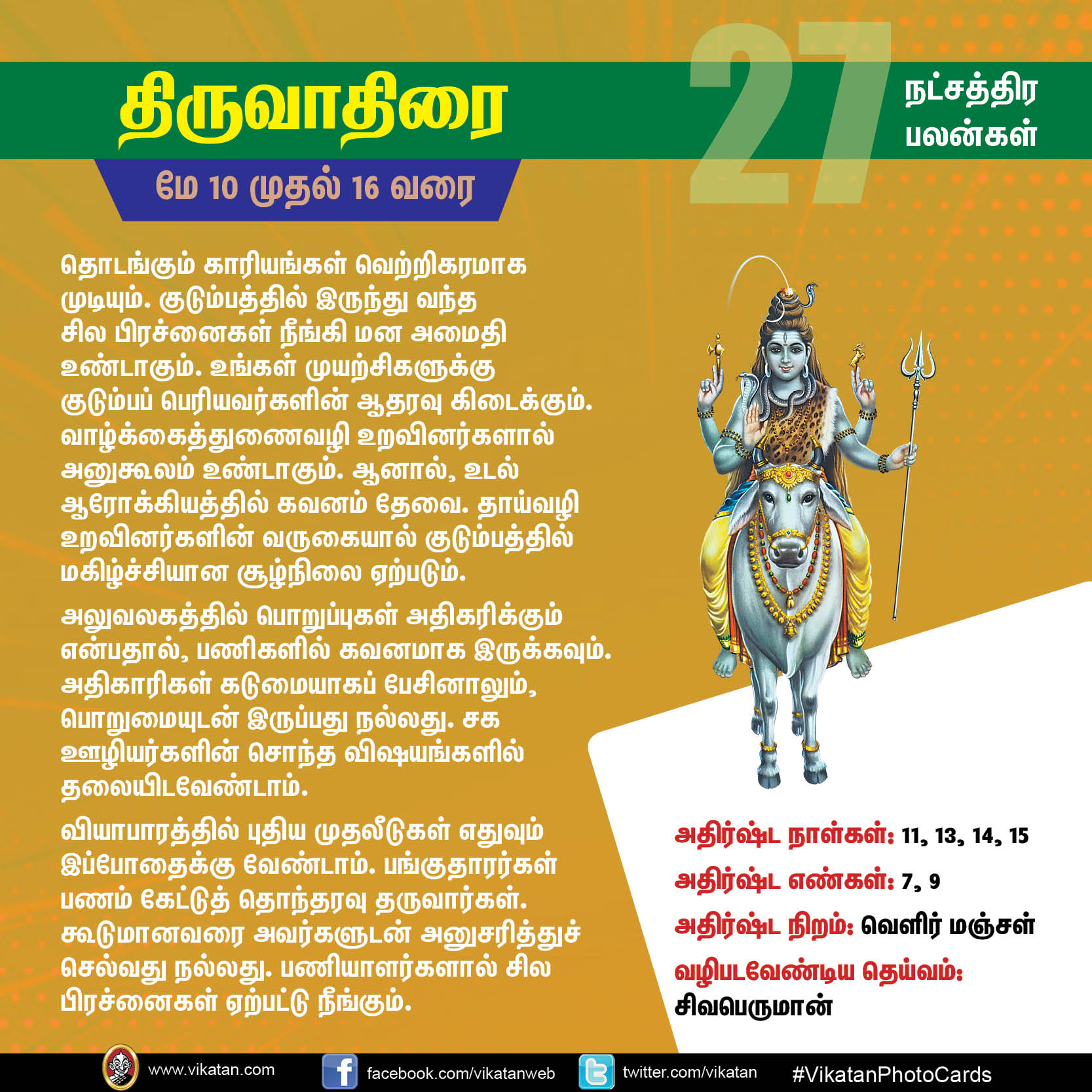 நட்சத்திரப் பலன்கள் : மே 10 முதல் 16 வரை நட்சத்திரப் பலன்கள் : மே 10 முதல் 16 வரை