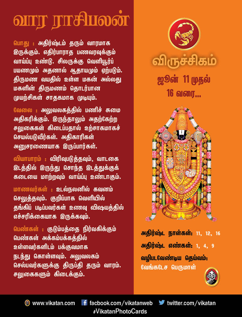 இந்த வார ராசிபலன் : ஜூன் 11 முதல் 16 வரை... இந்த வார ராசிபலன் : ஜூன் 11 முதல் 16 வரை...