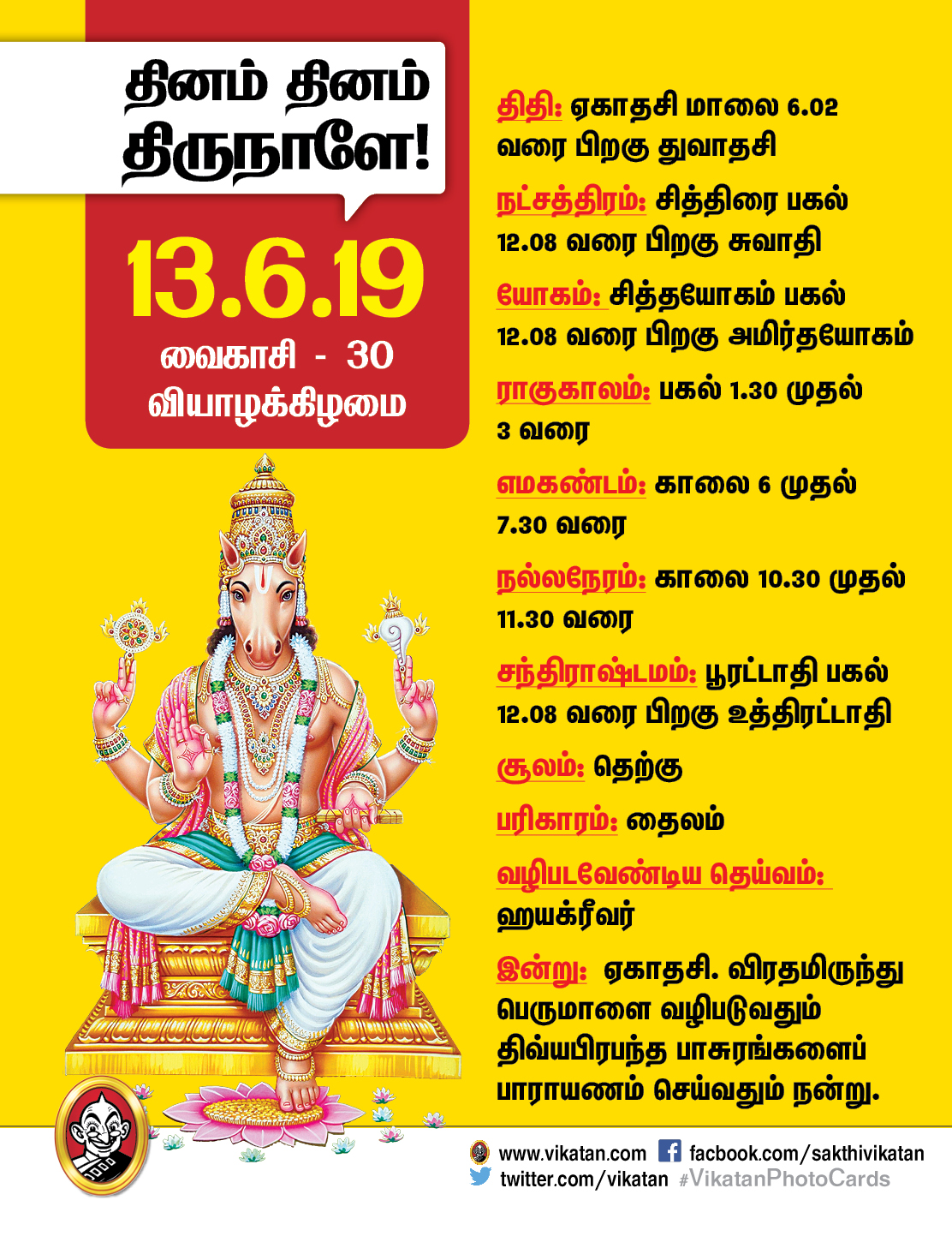 பஞ்சாங்கக் குறிப்புகள் - ஜூன் 10 முதல் 16 பஞ்சாங்கக் குறிப்புகள் - ஜூன் 10 முதல் 16