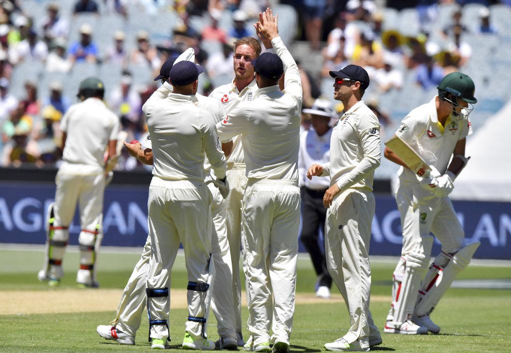 Stuart broad celebrates his 4 wicket haul- Ashes