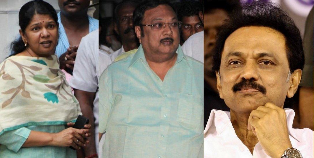 திமுக செயல்தலைவர் ஸ்டாலினுடன் அழகிரி மற்றும் கனிமொழி