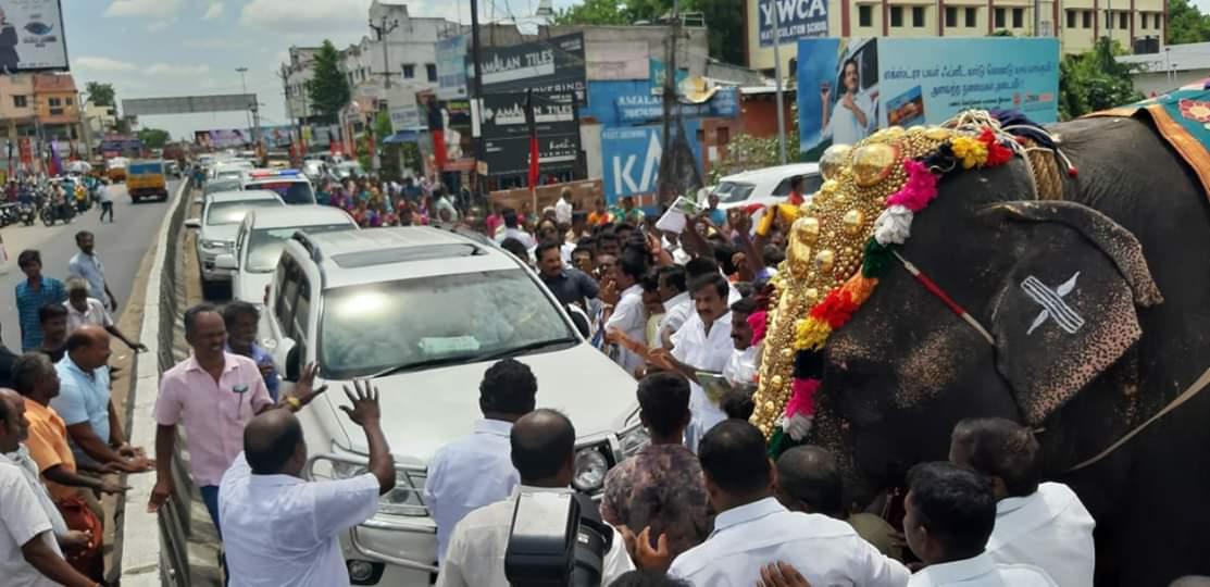 திமுக தொண்டர்கள் வரவேற்பு திமுக தொண்டர்கள் வரவேற்பு